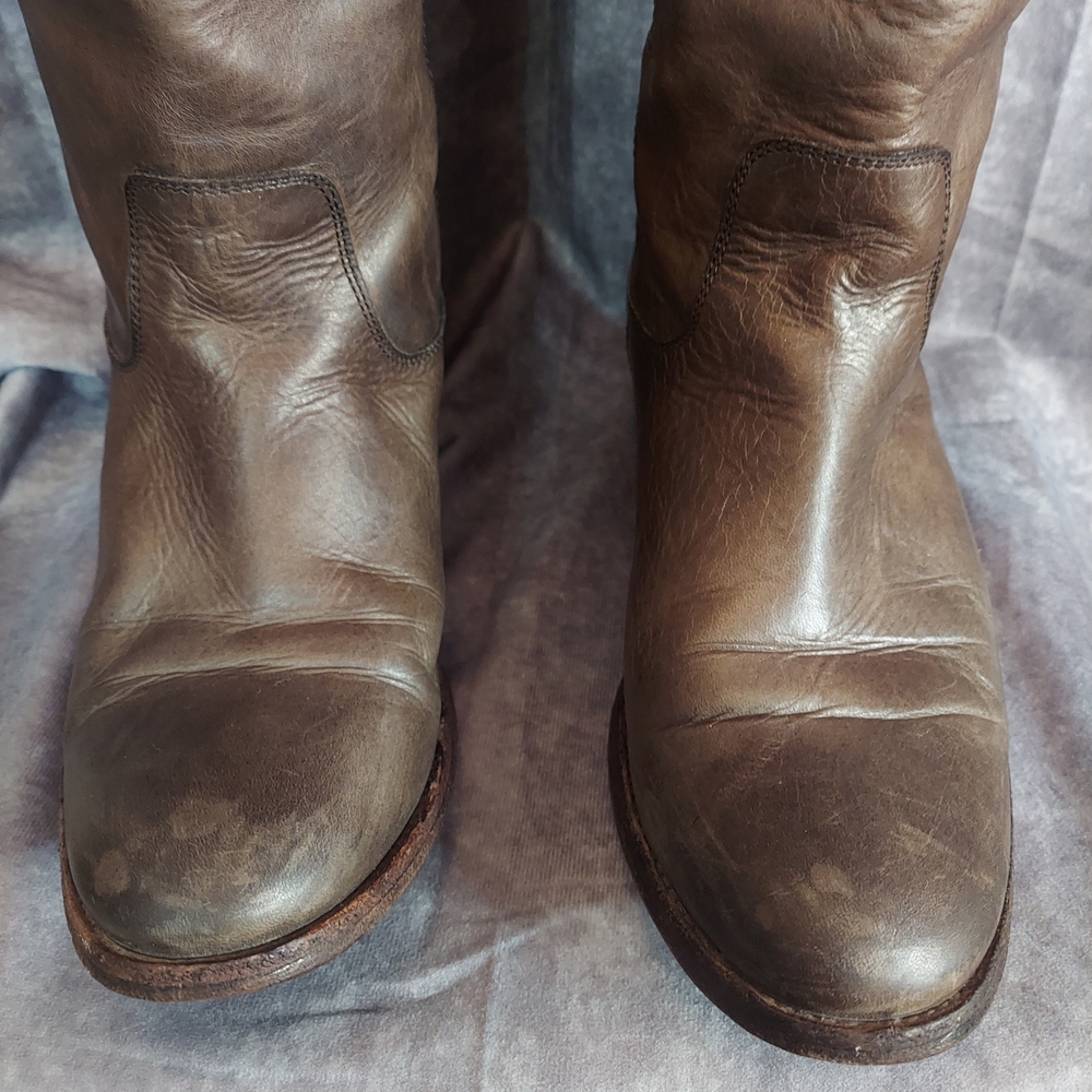 Frye Melissa Button Extended Calf Leather Riding Boots Cognac Brown Women's 9B - Picture 4 of 16